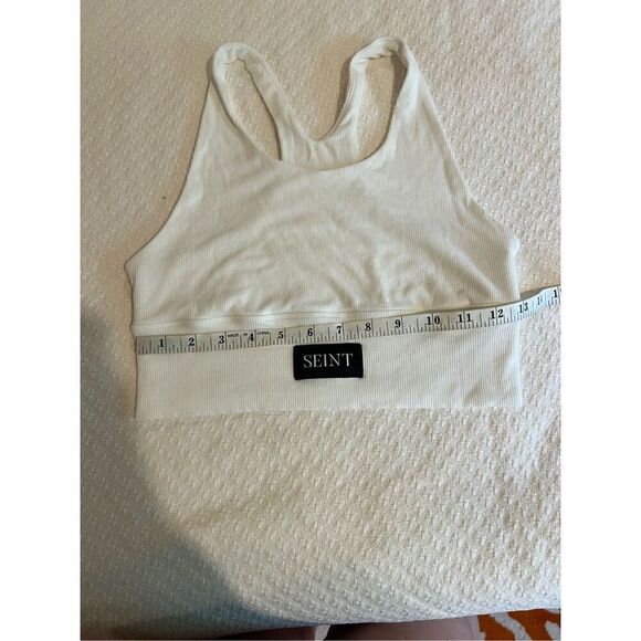 Seint white cotton comfort ribbed bra crop top size L - Picture 5 of 8